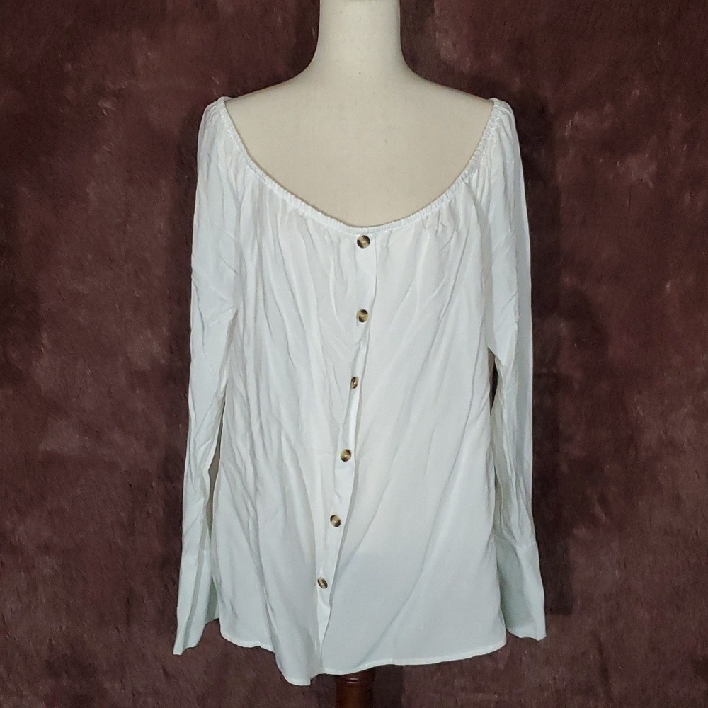 Ambiance White Poet Sleeve Blouse